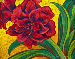 Amarylis Red Nymph Pastel and Colored Pencil